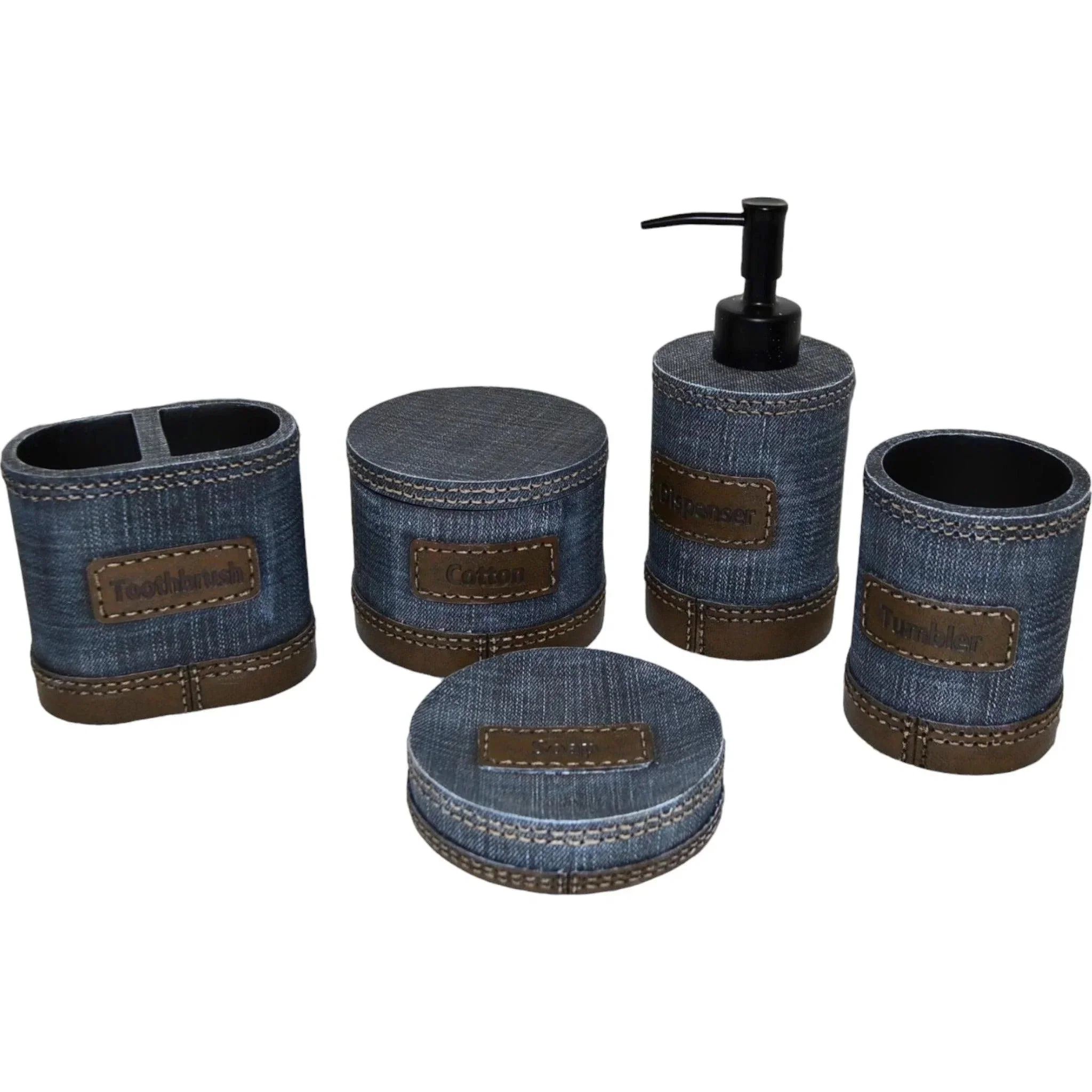 Consistent Unique Bathroom Accessory Set of Denim Finish Prestigious