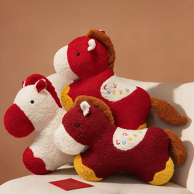 Enhanced Ownkoti Year of the Horse 2026 Festive Lumbar Cushion Trendy