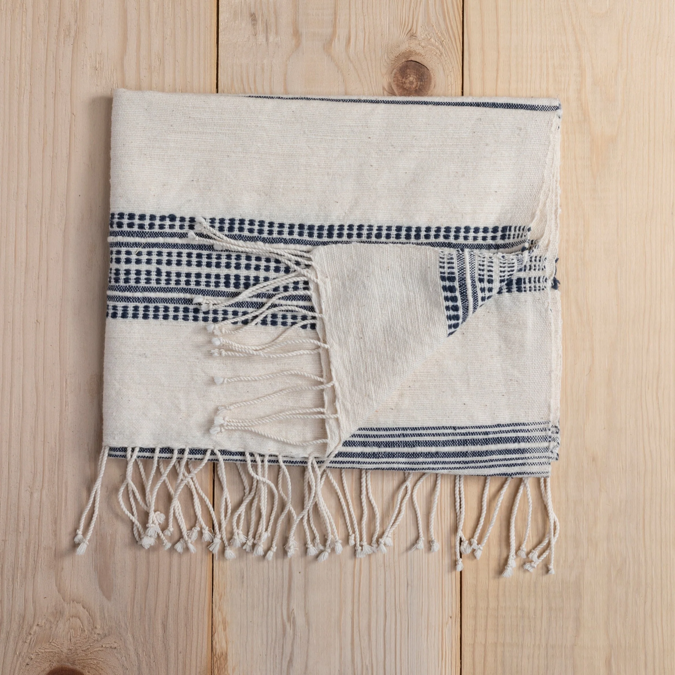 High-Quality Aden Cotton Hand Towel Natural with Navy Optimized