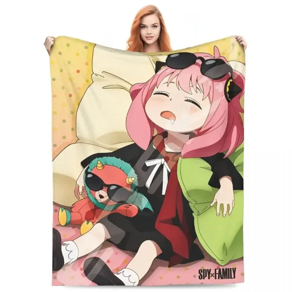 Solid Anime Spy X Family Anya Forger Throw Blanket Flexible