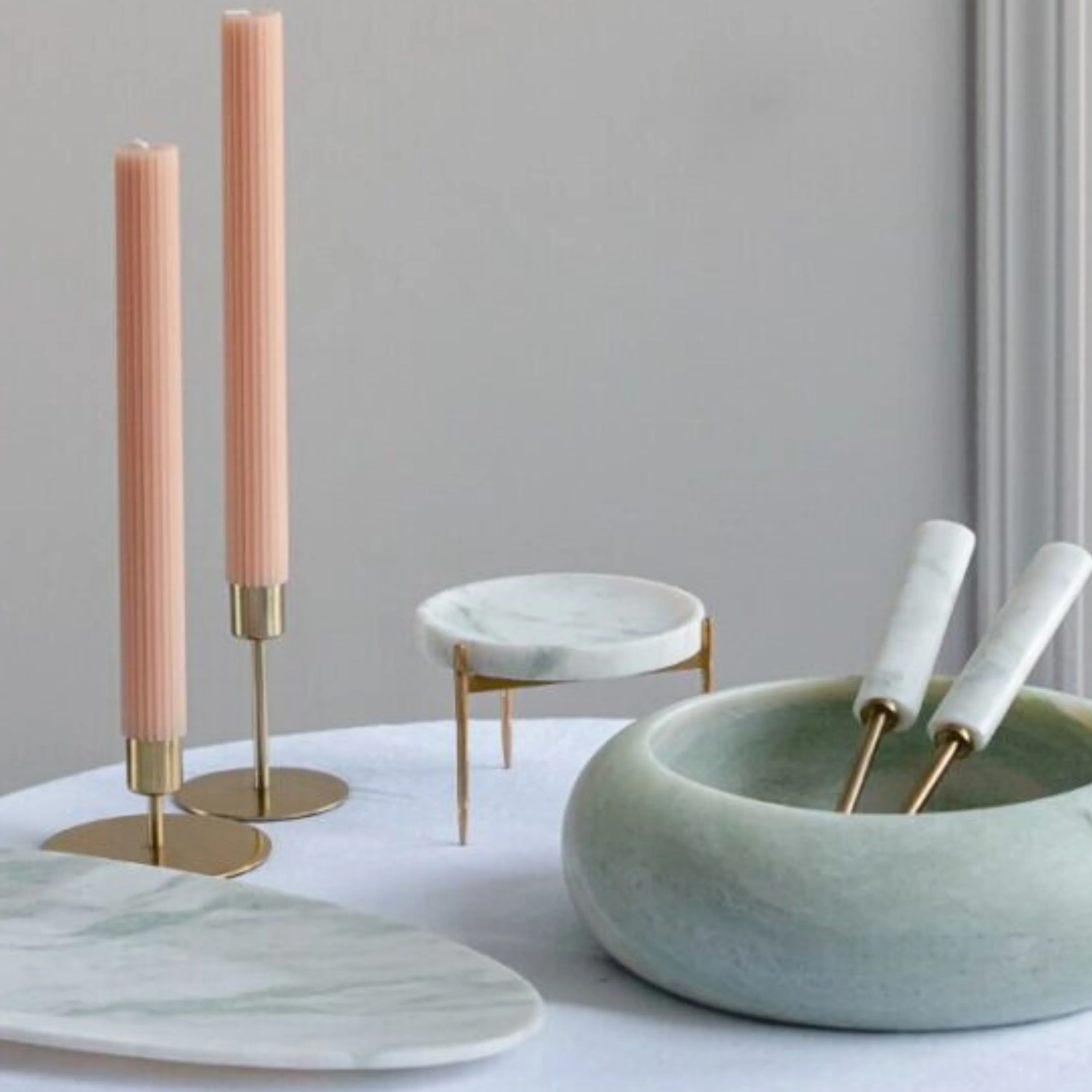 Smart Ribbed Taper Candle Set of 2 Petal Classic