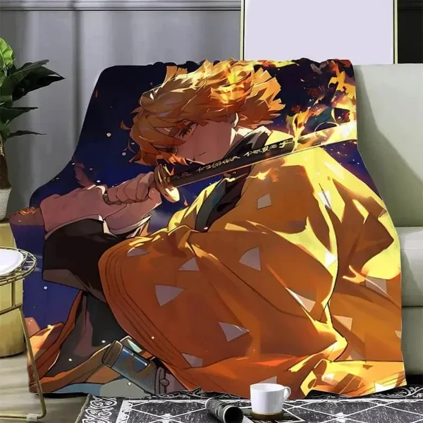 Classic Demon Slayer Zenitsu Agatsuma Throw Blanket Casual