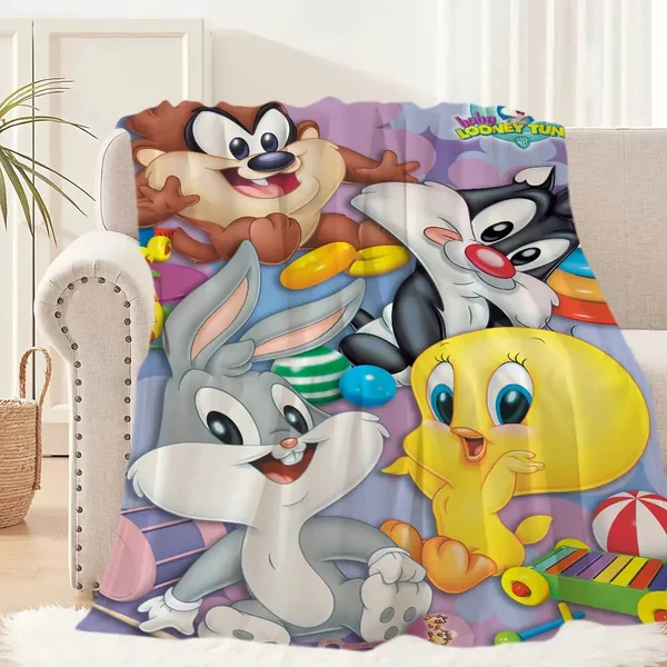 Detailed Looney Tunes Cartoon Throw Blanket First-Class