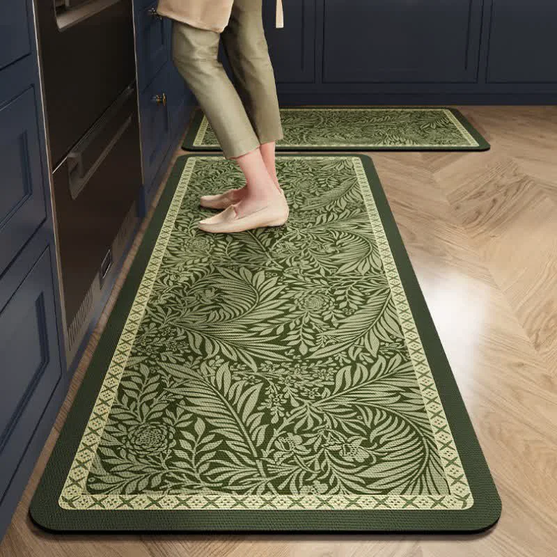 Excellent Ownkoti Botanical Leaf Pattern Kitchen Rug Fine Crafted