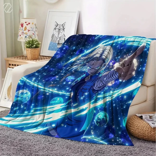 Unique Anime Dragon Ball Z Android 18 Throw Blanket Versatile