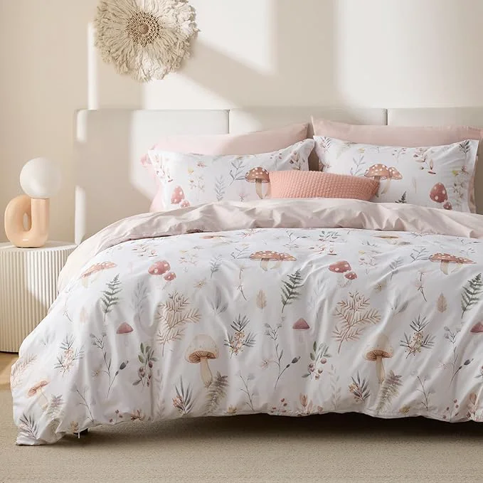 Official Bedsure Duvet Cover Twin Size – Cotton Reversible Cute Flower Floral Duvet Cover Set with Zipper Closure 2 Pieces Soft amp Breathable PureWoven Shell Beige Bedding Set with 1 Pillow Sham 20 quot x26 quot