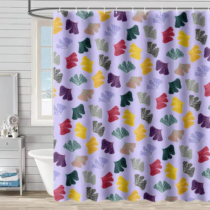 Contemporary Ownkoti Colorful Ginkgo Leaf Print Shower Curtain Carefully Designed