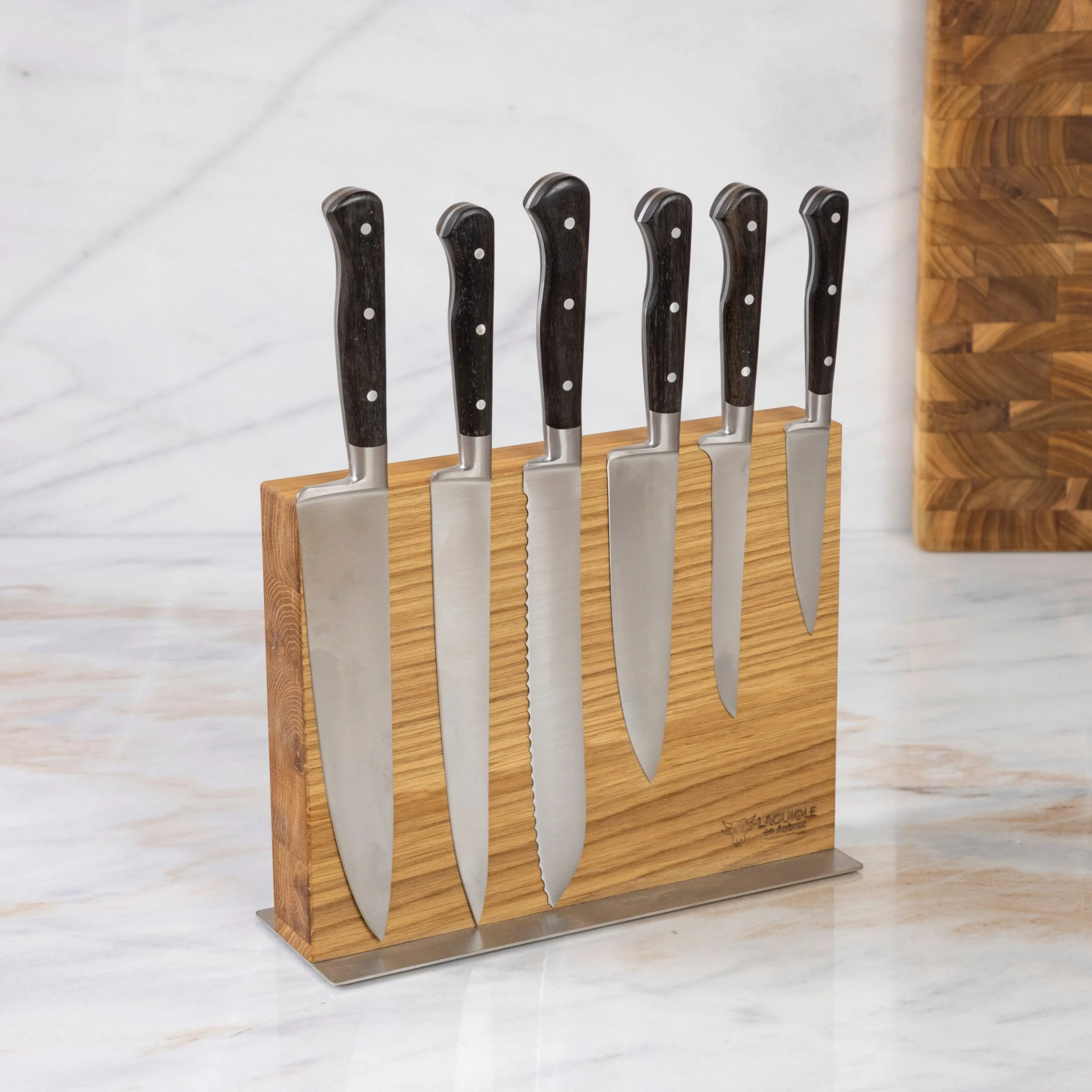 Clean Laguiole en Aubrac Kitchen Knives with Oak Block Set of 6 Ebony Trusted