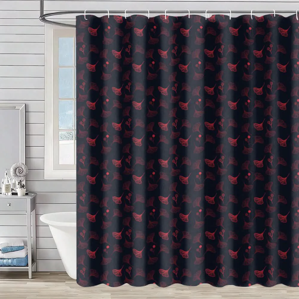 High-Grade Ownkoti Country Ginkgo Leaf Print Shower Curtain Secure