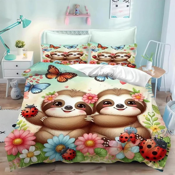 Quality 3D Sloth Cartoon Doona Cover Sustainable