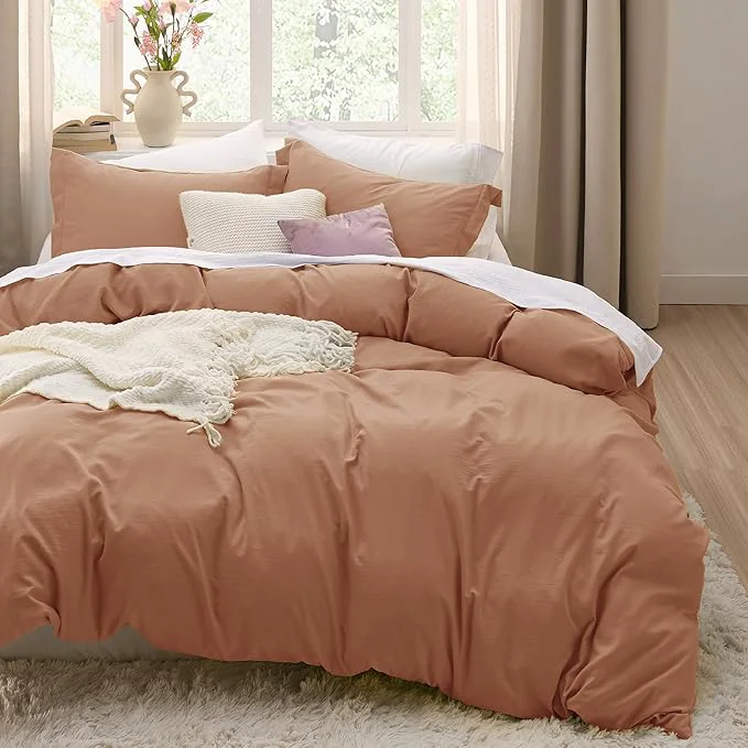 Innovative Bedsure Taupe Duvet Cover Queen Size – 3 Pieces Prewashed Cotton-Like Extra Soft Bedding Set Includes 1 Duvet Cover 90×90 Inches with Zipper Closure amp 2 Pillow Shams Comforter Not Included First-Class