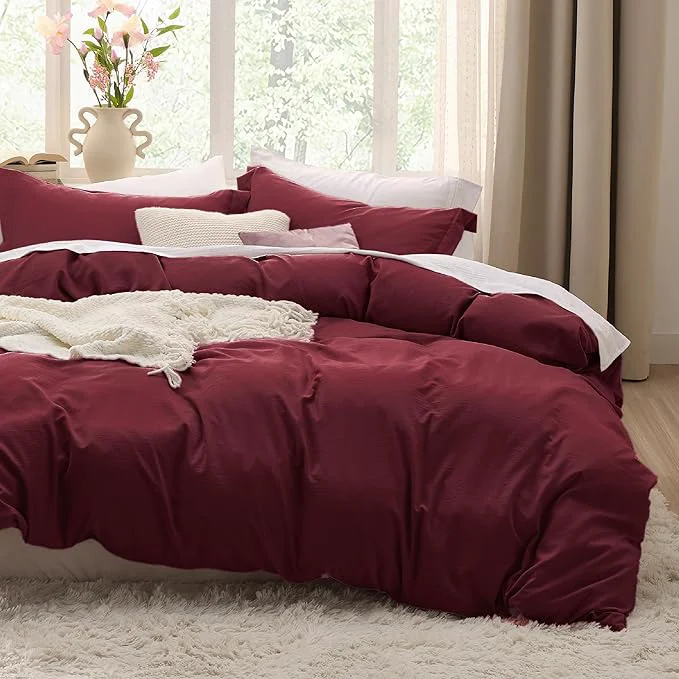 Official Bedsure Winery Duvet Cover Queen Size – 3 Pieces Prewashed Extra Soft Bedding Set Includes 1 Duvet Cover 90×90 Inches with Zipper Closure amp 2 Pillow Shams Comforter Not Included Premium