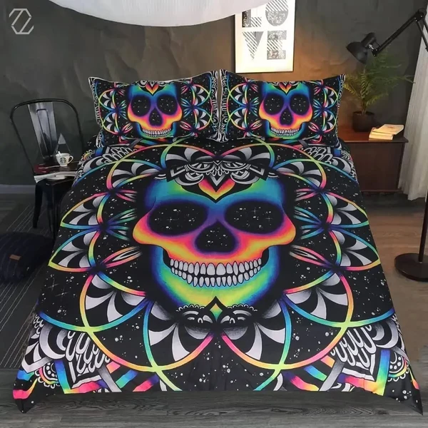 Original 3D Sugar Skull Bedding Set Verified