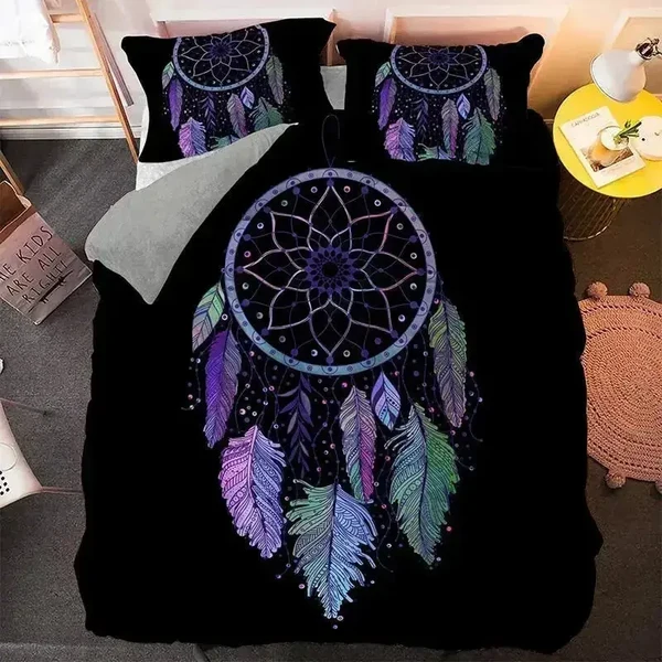 Green 3D Dream Catcher Quilt Cover Environmentally Friendly