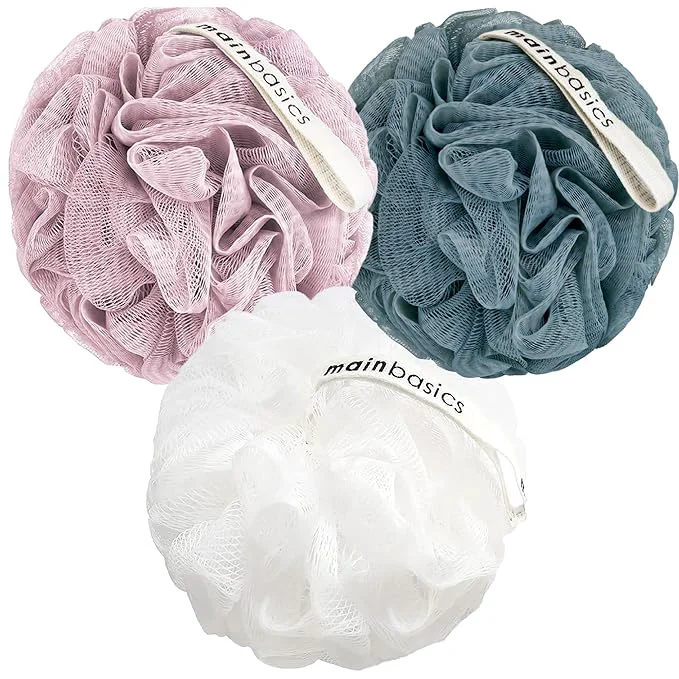 Quality MainBasics Bath Shower Loofah Sponge Pouf Body Scrubber Exfoliator Body Wash Flexible