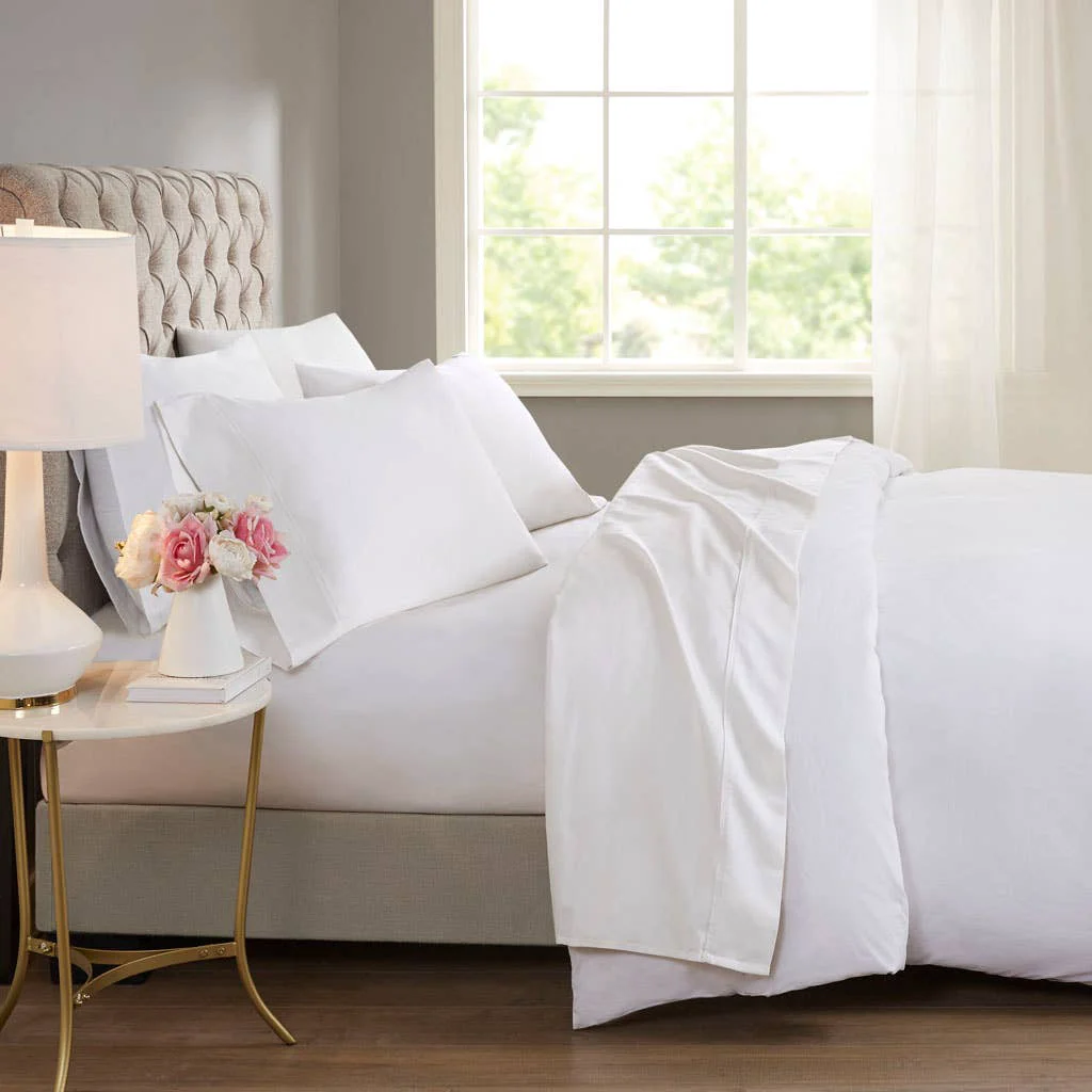 Fashionable Olliix – Cooling 600 Thread Count 4 Pieces Cotton Sheets Set Reusable