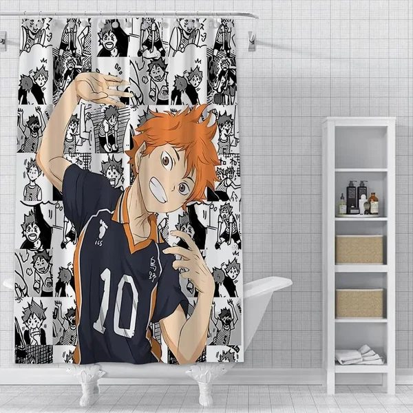 Smooth Anime Shoyo Hinata Shower Curtain Reusable