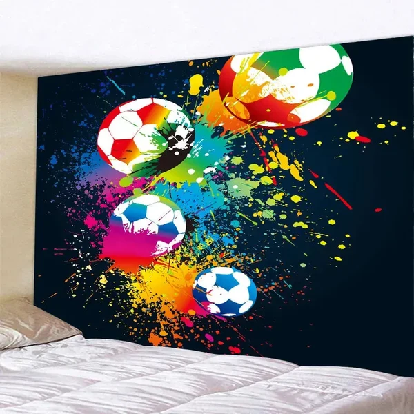 Innovative 3D Colorful Soccer Tapestry Breathable