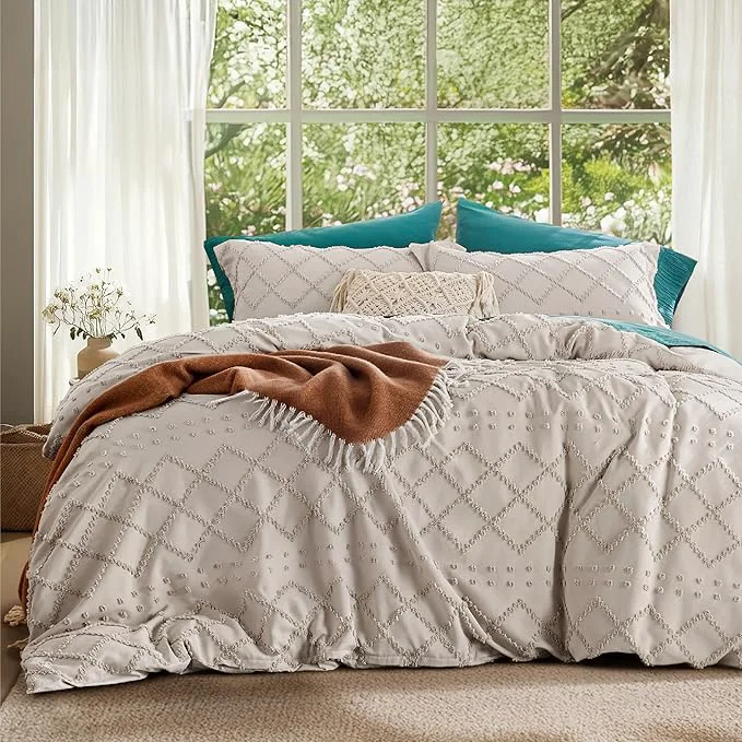 Unique Bedsure Boho Duvet Cover King Size – Beige Breathable amp Soft Boho Bedding Machine Washable Comforter Cover for All Seasons Includes 1 Duvet Cover 104 quot x90 quot with 2 Pillow Shams amp Zipper Closure Versatile