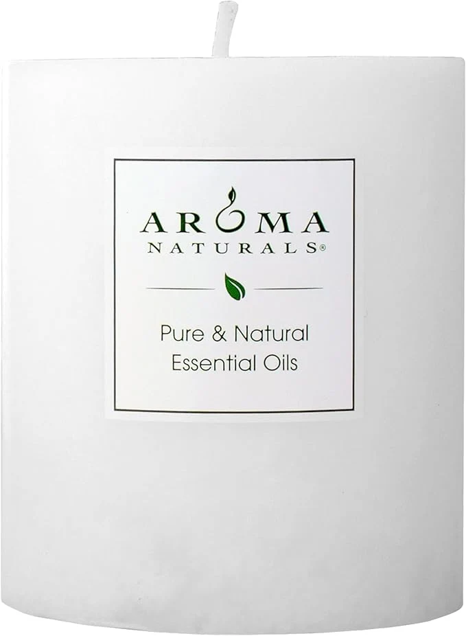 Safe Aroma Naturals Patchouli and Frankincense Essential Oil White Scented Pillar Enhanced