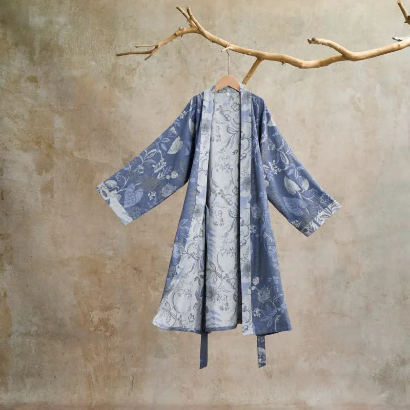 Classic Ownkoti Pastoral Leaf Cotton Gauze Kimono Robe Breathable