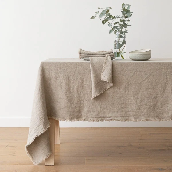 Authentic Terra Fringe Tablecloth Natural Classic
