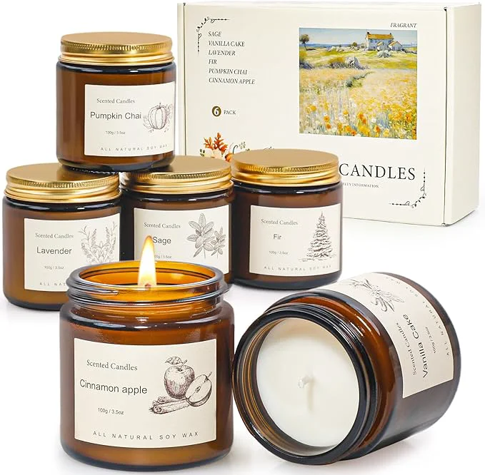 Environmentally Friendly 6-Pack Jar Scented Candles for Home Scented Carefully Designed