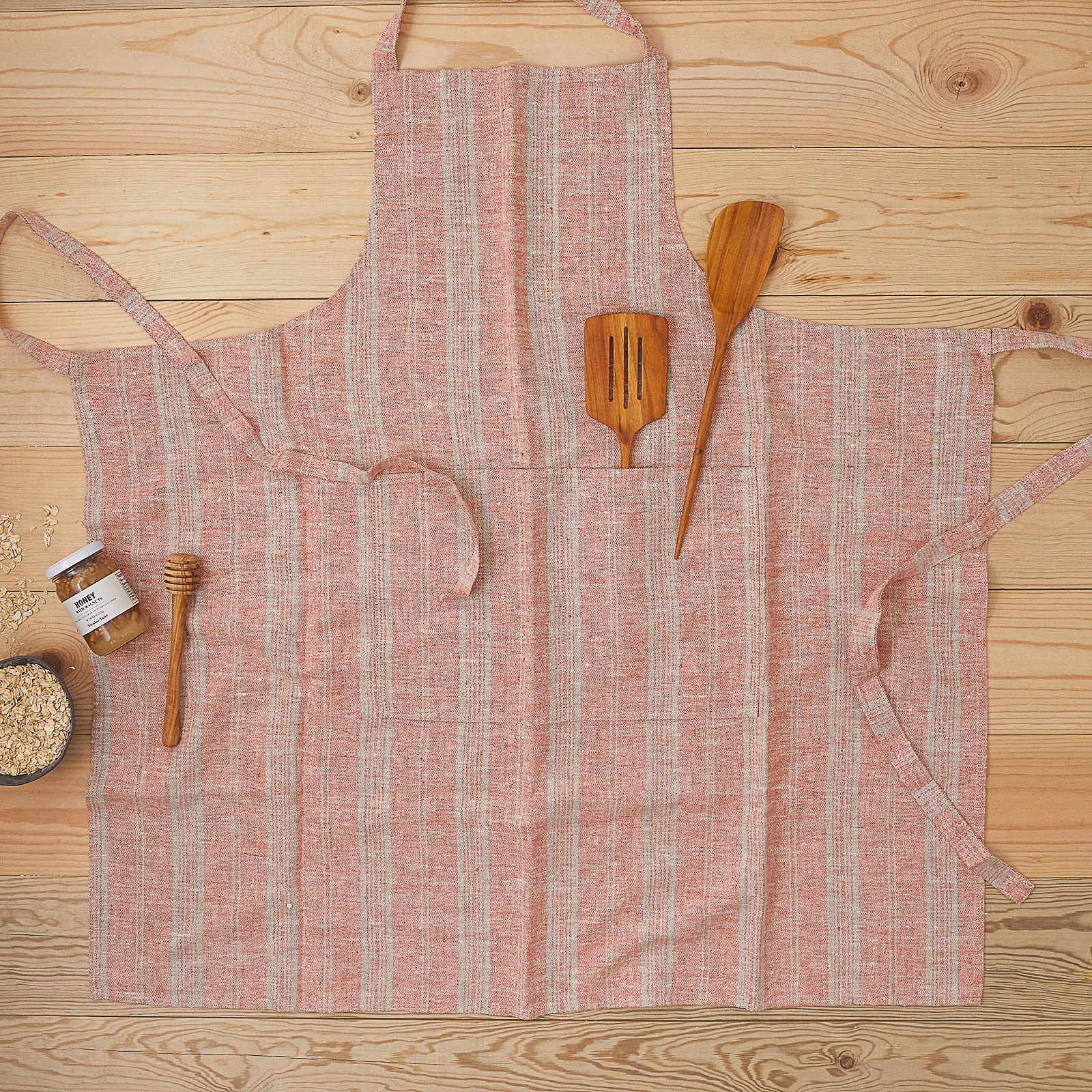 Relaxed Multistripe Apron Brick and Natural Stylish