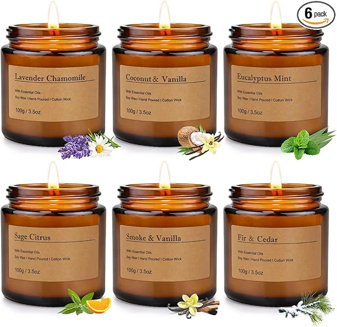 Minimalist 6-Pack Scented Candles for Home 3.5 Oz Soy Wax Candles Gift Set Trendy
