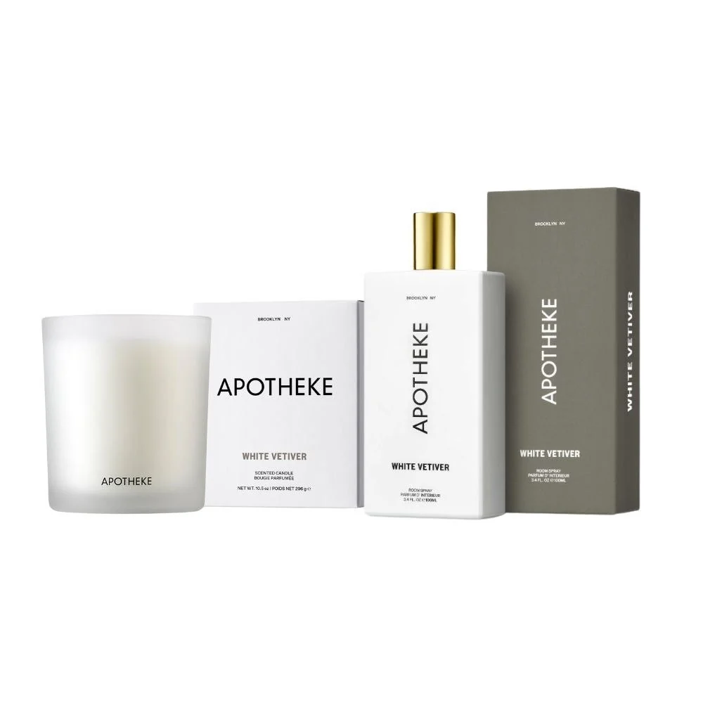 Fine White Vetiver Room Spray and Classic Candle Duo Fine Crafted