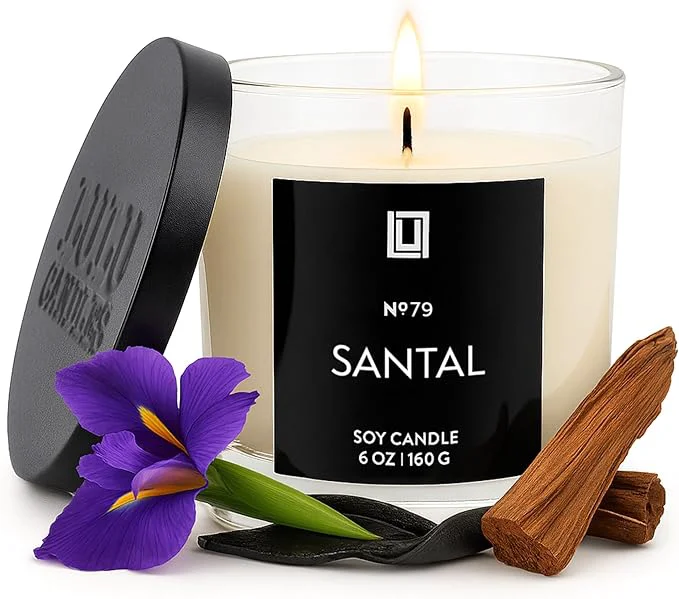 Certified Lulu Candles Santal Smells Woodsy Elegant Luxury Scented Soy Jar Candle Recyclable
