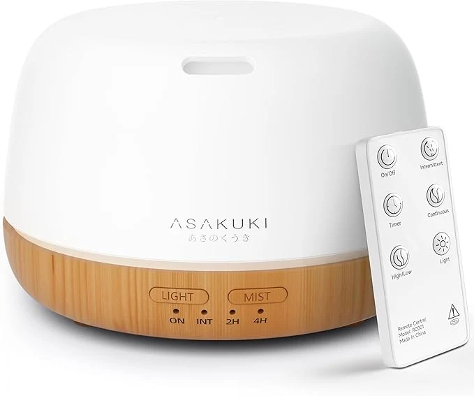 Green ASAKUKI Essential Oil Diffuser 300ml Ultrasonic Aromatherapy Oil Humidifier Relaxed