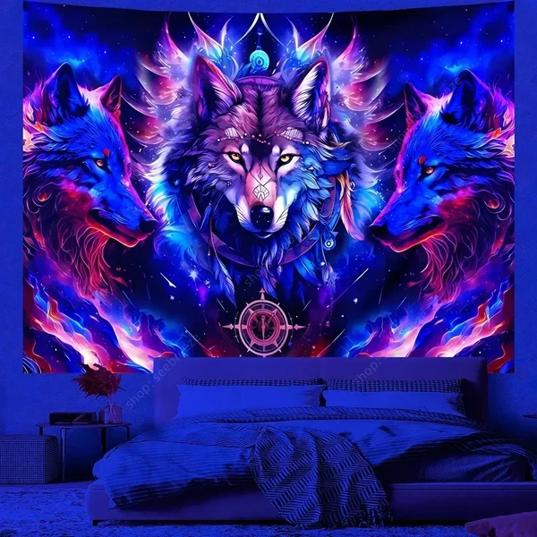 Green Wolf Wall Hanging Cloth Exceptional