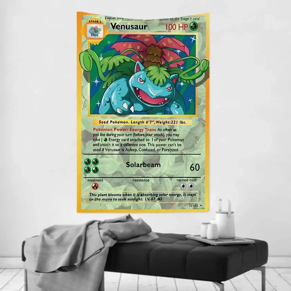 Luxury Venusaur Wall Hanging – Pokemon Card Tapestry Classic