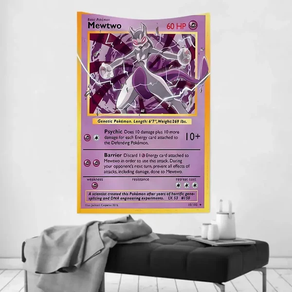 Recyclable Mewtwo Wall Tapestry – Pokemon TCG Tapestry Optimized