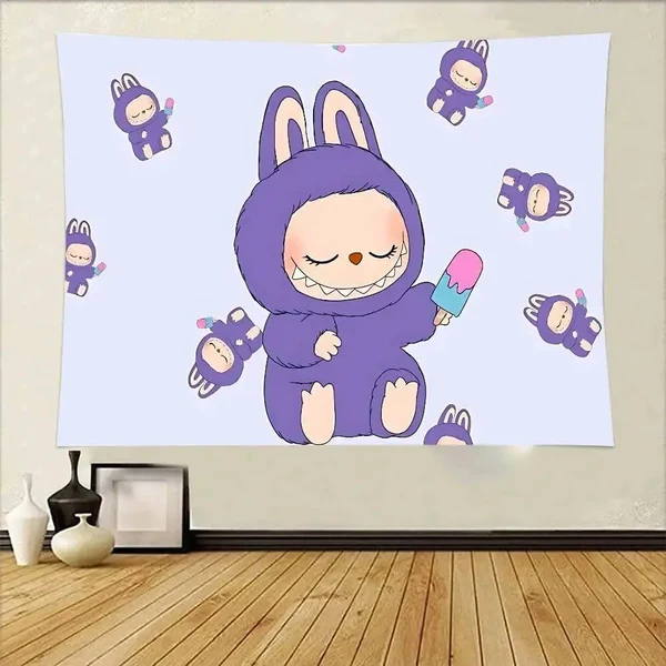 Authentic Labubu Cartoon Wall Tapestry Convenient