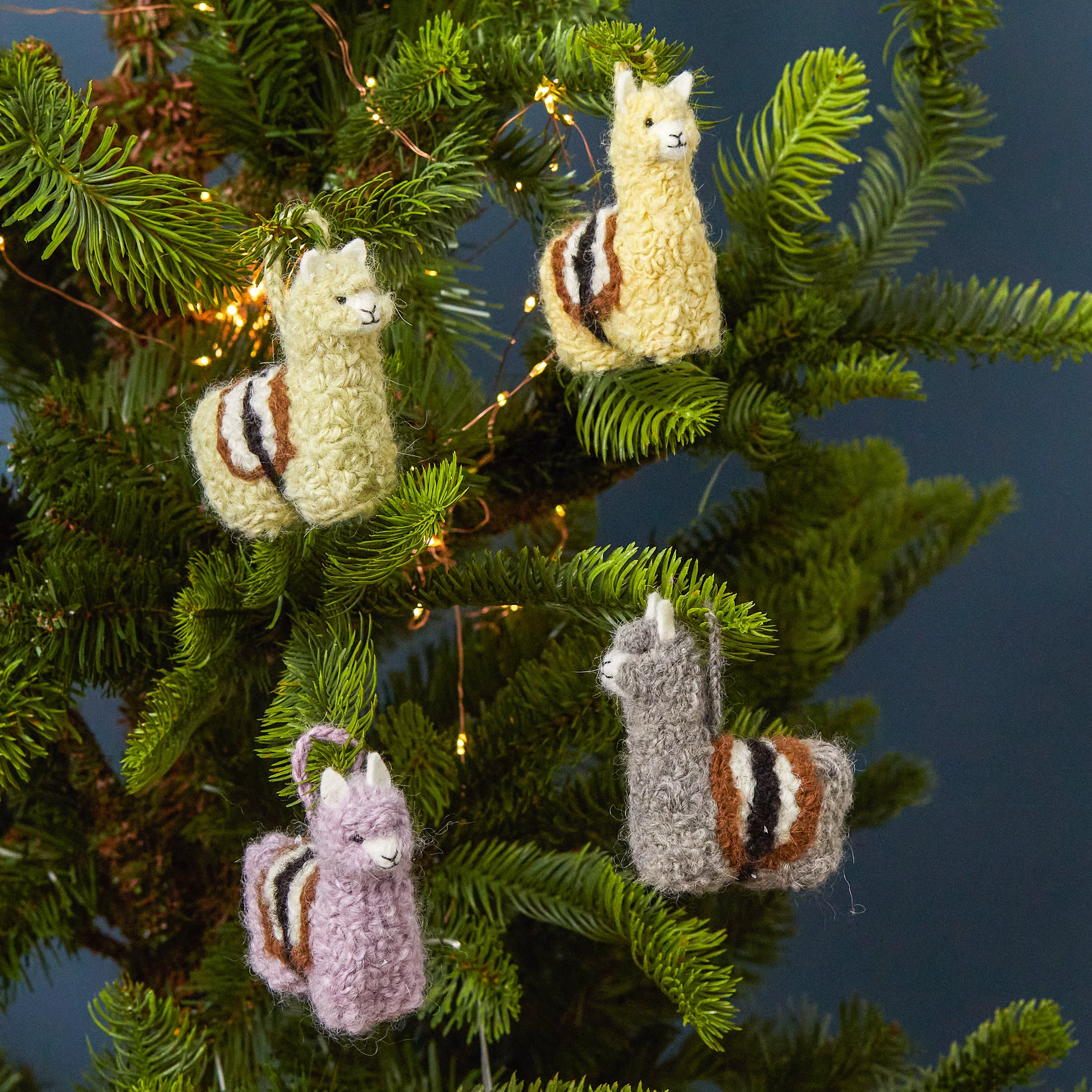 User-Friendly Saddled Alpaca Ornament Set of 4 Excellent