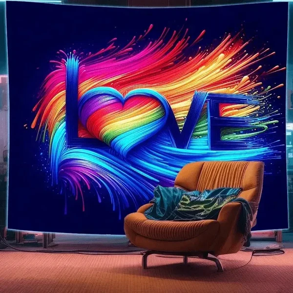 Clean Rainbow LOVE Tapestry Consistent