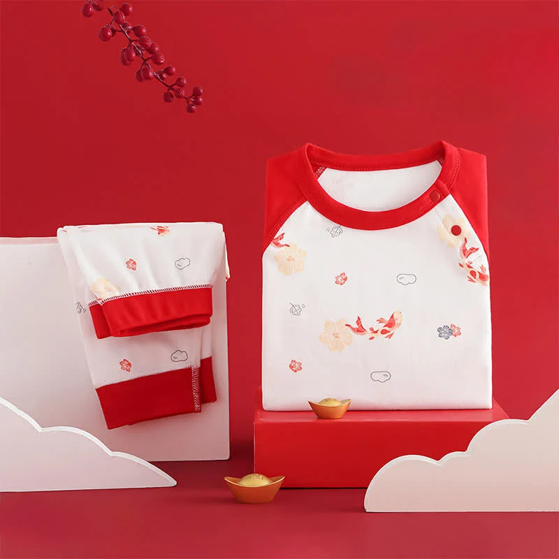 Elite Ownkoti Koi amp Floral Cotton Kids Loungewear Set Refined