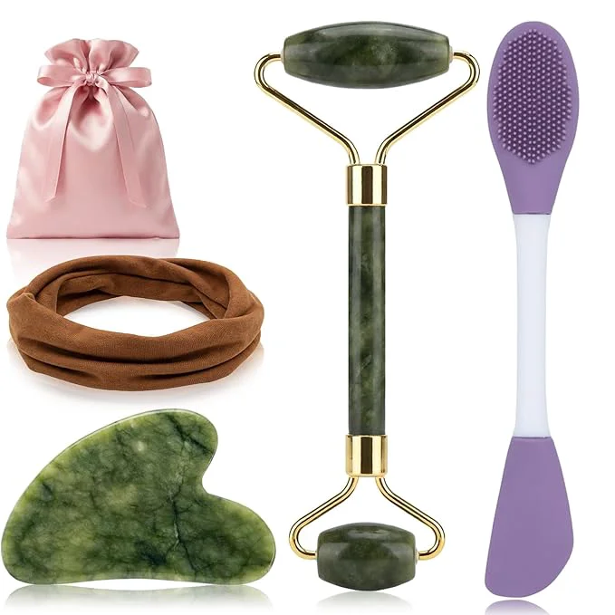 Official 5PCS Face Roller Gua Sha Facial Tools Face Massage World-Class