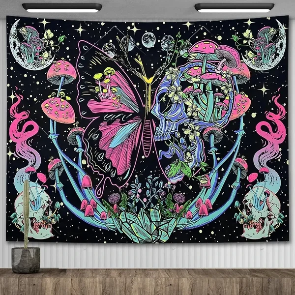 Proven Gothic Skull With Butterfly Woven Throw Luxury