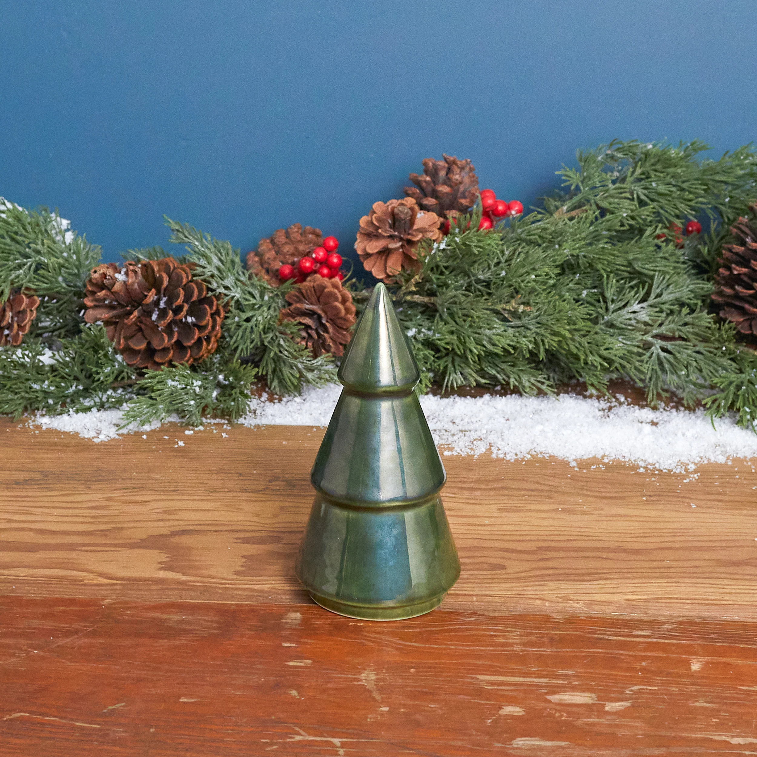 Quality Green Metallic Stoneware Tree 6 quot Organic