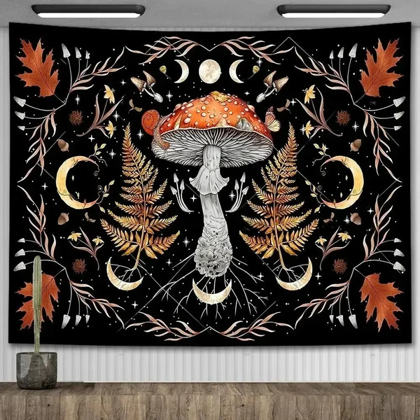 Next-Generation Gothic Mushroom amp Moon Phases Tapestry Authentic