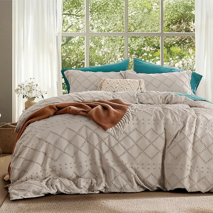 Durable Bedsure Boho Duvet Cover King Size – Linen Breathable amp Soft Boho Bedding Machine Washable Comforter Cover for All Seasons Includes 1 Duvet Cover 104 quot x90 quot with 2 Pillow Shams amp Zipper Closure Quality
