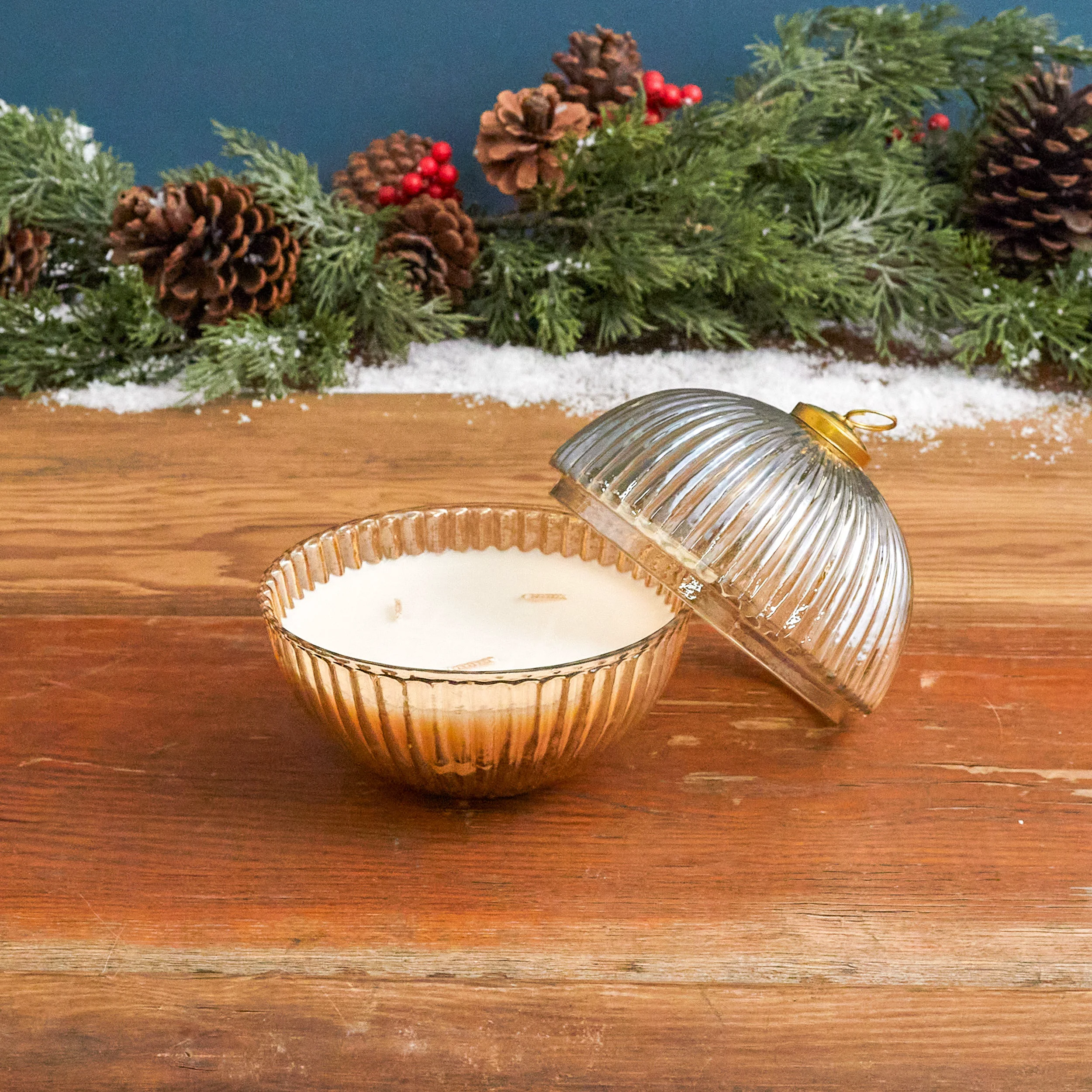 Clean Gold Luster Ornament Candle Snowfall Proven