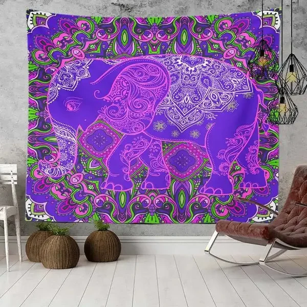 Environmentally Friendly Tribal Boho Elephant Wall Blanket Relaxed