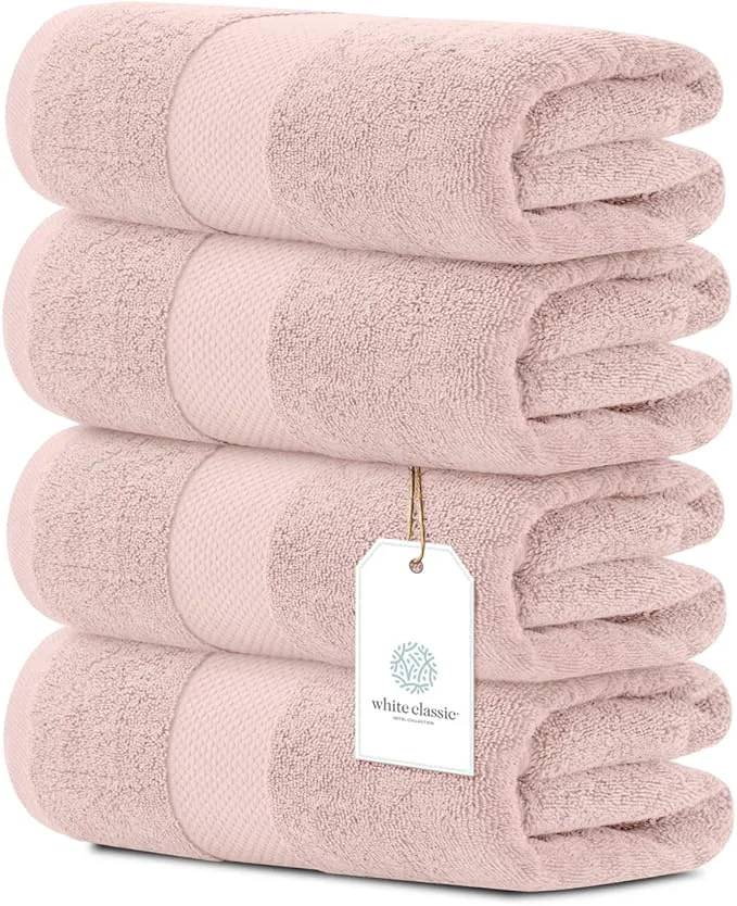 Genuine White Classic Luxury Bath Towels Set of 4 Large Contemporary