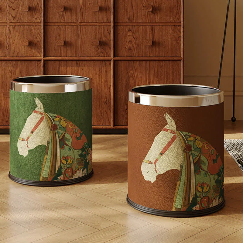 Carefully Designed Ownkoti Equestrian Series Leather Decorative Waste Bin Artisan