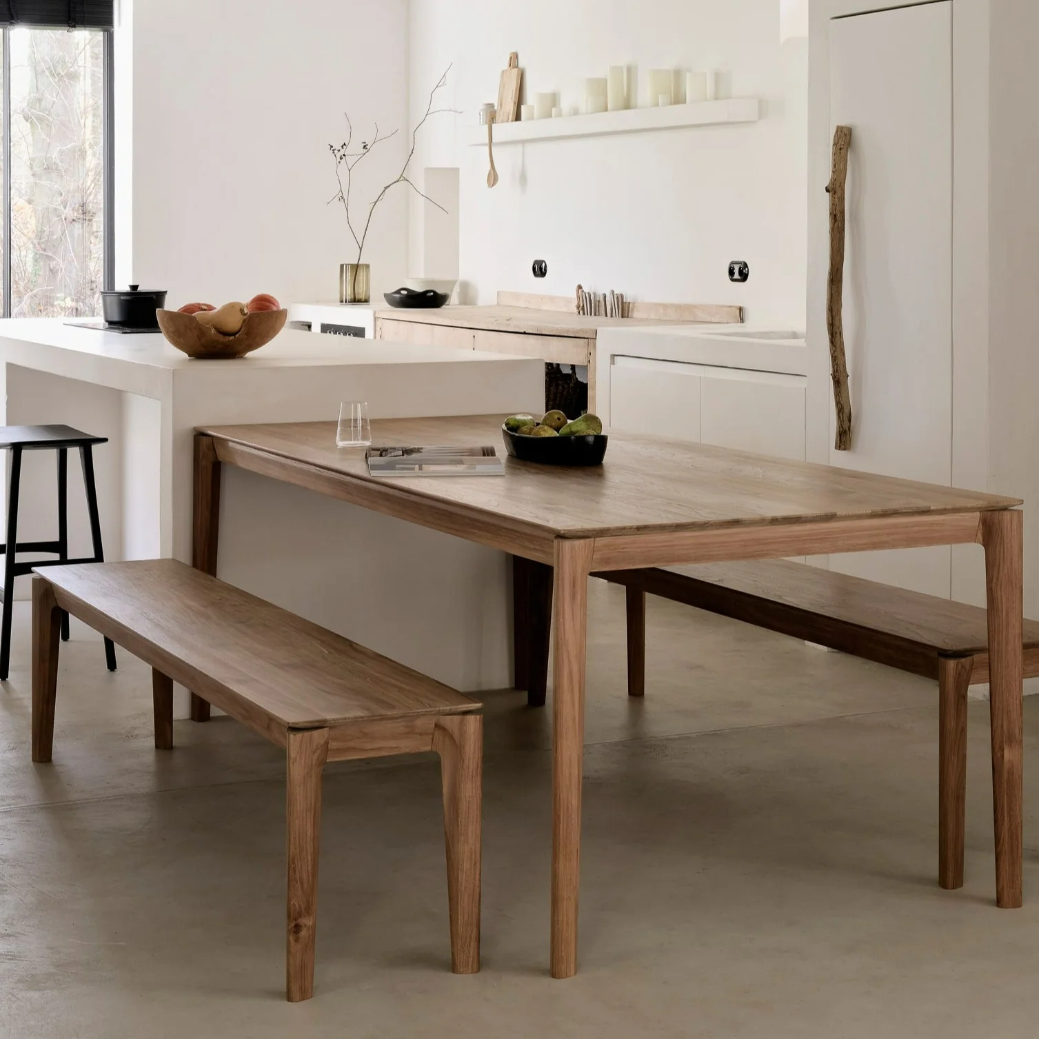 World-Class Bok Solid Teak Bench 73 quot Pure
