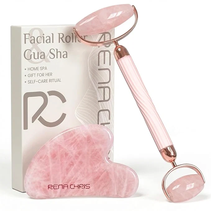 Exceptional Rena Chris Gua Sha and Face Roller Set Anti-Breakage Jade Roller Top-Quality
